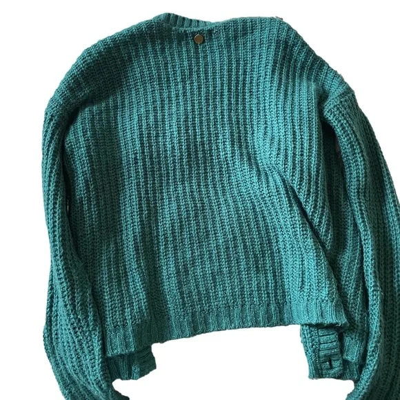 Billabong teal knitted cropped cardigan, size m - Picture 3 of 3